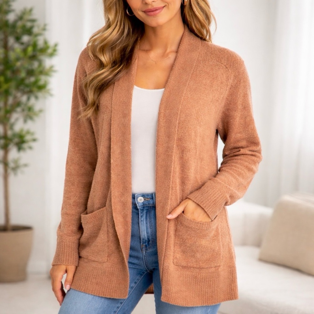Barefoot Dreams CozyChic Lite Saddle Sleeve Terracotta Cardigan Medium